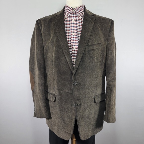 Chaps Men's Sport Coat Blazer Two Button‎ Brown Corduroy Cotton Size 48L